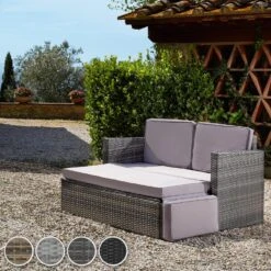 Tectake - Loungesofa Corfu-wicker Tuinset- Grijs -Madison Verkoopwinkel 1000077892 0101