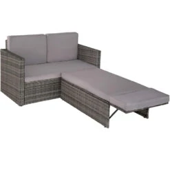 Tectake - Loungesofa Corfu-wicker Tuinset- Grijs -Madison Verkoopwinkel 1000077892 0102