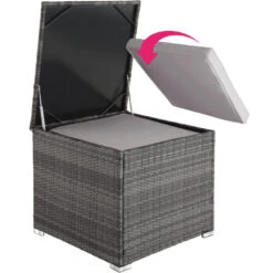 Tectake - Loungeset Pisa Met Opbergbox Kussens - Wicker - Grijs -Madison Verkoopwinkel 1000077901 0103