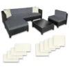 Tectake - Loungeset Met Tafel - Incl. 2 Overtreksets - Zwart -Madison Verkoopwinkel 1000077903