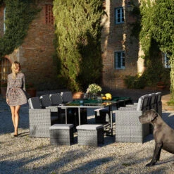 Tectake - Luxe Wicker Zitgroep Palma 8+4+1 - Grijs/grijs -Madison Verkoopwinkel 1000077914 0102