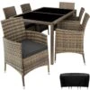 Tectake - Luxe Wicker Zitgroep Porto 6 + 1 - Natuurkleur -Madison Verkoopwinkel 1000077953