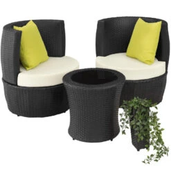 Tectake - Wicker Zitgroep Nice - Zwart -Madison Verkoopwinkel 1000077959 0103