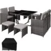 Tectake - Zitgroep Bilbao - Wicker - Incl. Beschermhoes - Grijs -Madison Verkoopwinkel 1000077990