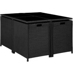 Tectake - Wicker Zitgroep Bilbao Met Beschermhoes Zwart / Grijs -Madison Verkoopwinkel 1000077998 0101