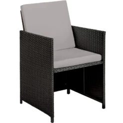 Tectake - Wicker Zitgroep Bilbao Met Beschermhoes Zwart / Grijs -Madison Verkoopwinkel 1000077998 0103