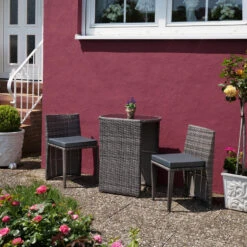 Tectake - Wicker Tuinset Bistroset - Hamburg - Zwart/ Bruin -Madison Verkoopwinkel 1000078002 0102