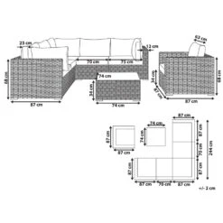 Beliani Loungeset CONTARE - Grijs - 6-delig -Madison Verkoopwinkel 1000079570 0102