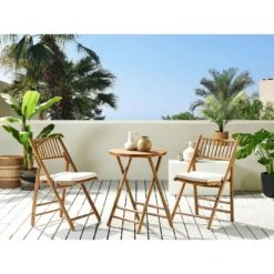 Beliani Bistroset SAVELLETRI - Lichte Houtkleur Bamboehout -Madison Verkoopwinkel 1000079575 0101