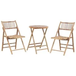 Beliani Bistroset SAVELLETRI - Lichte Houtkleur Bamboehout -Madison Verkoopwinkel 1000079575 0103