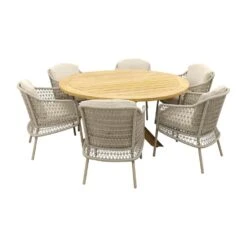 4SO Puccini/Prado 160 Cm. Ronde Tuinset Teakhout - 7-delig