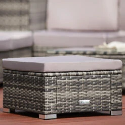 Tectake - Wicker Zitkruk -grijs- 53 X 53 X 26 Cm -Madison Verkoopwinkel 1000083108 0101