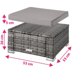 Tectake - Wicker Zitkruk -grijs- 53 X 53 X 26 Cm -Madison Verkoopwinkel 1000083108 0103