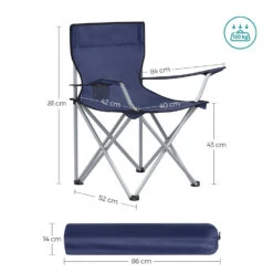 ACAZA Set Van 2 Opvouwbare Campingstoelen - Blauw -Madison Verkoopwinkel 1000085846 0103