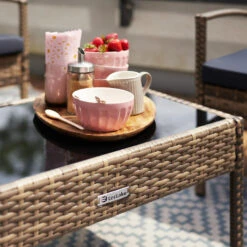 Tectake - Wicker Zitgroep Loungeset Sparta 3+1 - Zwart -Madison Verkoopwinkel 1000087413 0102