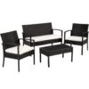 Tectake - Wicker Zitgroep Loungeset Sparta 3+1 - Zwart -Madison Verkoopwinkel 1000087413