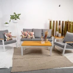 Donnan Loungeset Aluminium/bamboo - Aluminium - Wit -Madison Verkoopwinkel 1000094358 0102