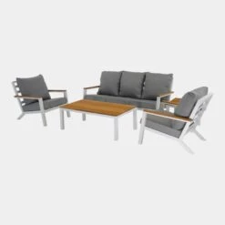 Donnan Loungeset Aluminium/bamboo - Aluminium - Wit -Madison Verkoopwinkel 1000094358 0103
