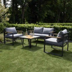 Giga Meubel Tuinset Aluminium Antraciet - 4-Delig - Set Joshua -Madison Verkoopwinkel 1000094793 0101