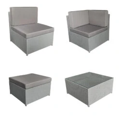 Happy Garden Buitenmeubelsets BONIFACIO - Grijs - Geweven Hars -Madison Verkoopwinkel 1000096265 0102