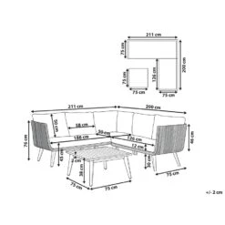 Beliani Zitgroep ALCAMO - Beige Acaciahout -Madison Verkoopwinkel 1000098533 0102