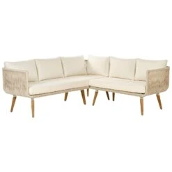 Beliani Zitgroep ALCAMO - Beige Acaciahout -Madison Verkoopwinkel 1000098533 0103