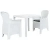 VidaXL 3-delige Bistroset Rattan-look Kunststof Wit