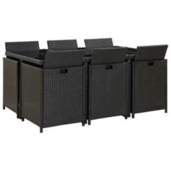 VidaXL 11-delige Tuinset Met Kussens Poly Rattan Zwart -Madison Verkoopwinkel 13199fee40f541b7bf83d5e450a34dec