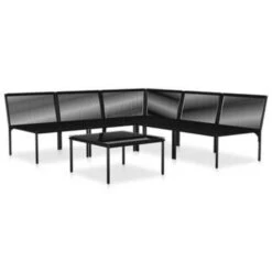 VidaXL 6-delige Loungeset Met Kussens PVC Zwart -Madison Verkoopwinkel 1852163902 0102