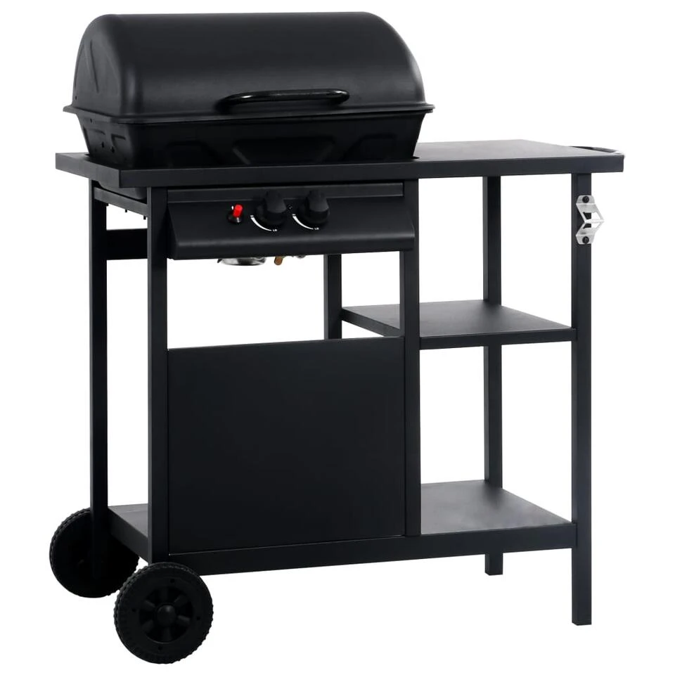 VidaXL Gasbarbecue Met 3-laags Zijtafel Zwart 3 VidaXL Gasbarbecue Met 3-laags Zijtafel Zwart