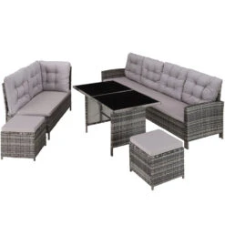 Tectake - Wicker Zitgroep Barletta - Grijs/lichtgrijs -Madison Verkoopwinkel 1b8c92642ab04b51b45078e52bbb94ea