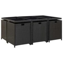 VidaXL 11-delige Tuinset Met Kussens Poly Rattan Zwart -Madison Verkoopwinkel 235131176cfd402fb895f686eaeea600