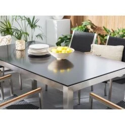 Beliani Tuintafelset GROSSETO - Zwart Veiligheidsglas, Rvs -Madison Verkoopwinkel 47f8a38be4694ab2aa3635b53bf628e4