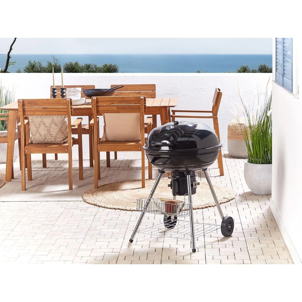 Beliani Houtskoolgrill MARAPI - Zwart Staal 4 Beliani Houtskoolgrill MARAPI - Zwart Staal - Afbeelding 2