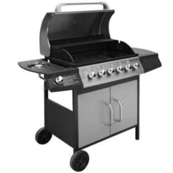 VidaXL Gasbarbecue 6+1 Kookzone Zwart En Zilver -Madison Verkoopwinkel 7111cf306f4542a19d2376dc23c9b6ef