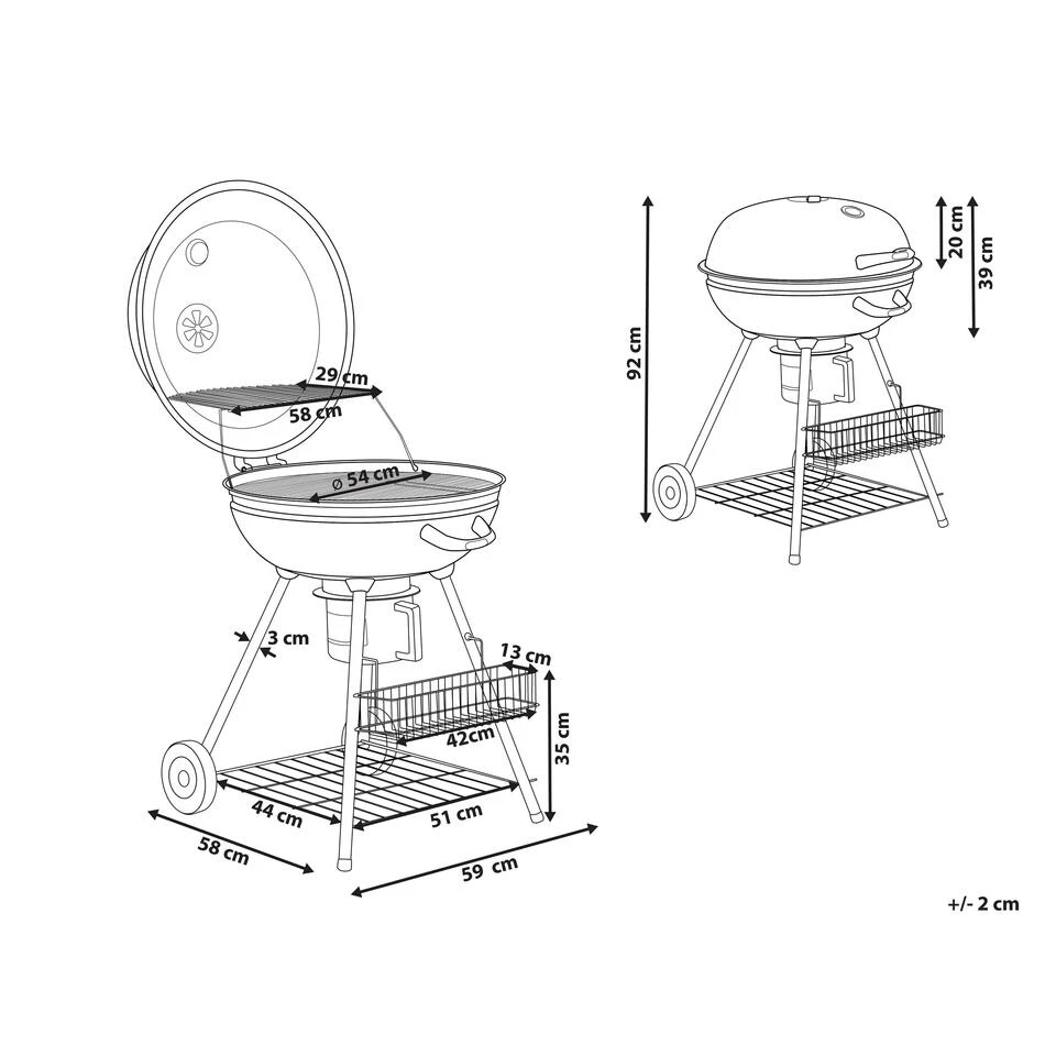 Beliani Houtskoolgrill MARAPI - Zwart Staal 5 Beliani Houtskoolgrill MARAPI - Zwart Staal - Afbeelding 3