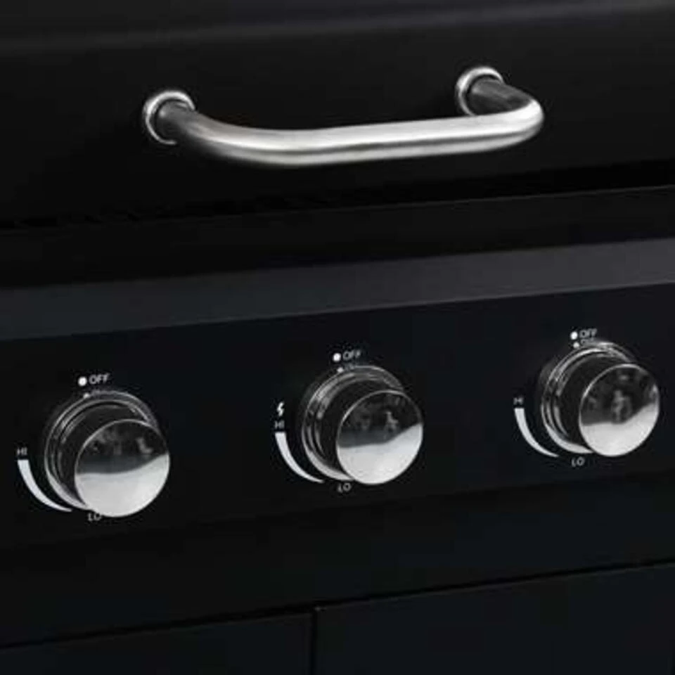 VidaXL Gas-/houtskoolbarbecue Met 3 Branders 4 VidaXL Gas-/houtskoolbarbecue Met 3 Branders - Afbeelding 2