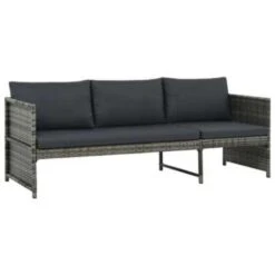 VidaXL 3-delige Loungeset Met Kussens Poly Rattan Grijs 180x58x58 Cm -Madison Verkoopwinkel e1c235a7358f4963a803a10e3d748514