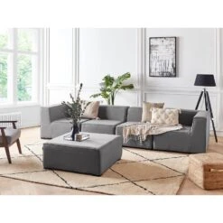 Beliani Loungeset AREZZO - Grijs Polyester -Madison Verkoopwinkel eba43b41bce949d9bd213d7907c45e7d
