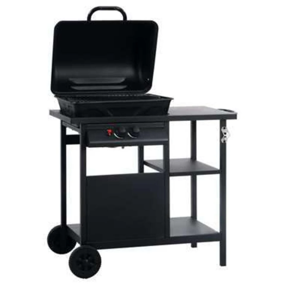 VidaXL Gasbarbecue Met 3-laags Zijtafel Zwart 5 VidaXL Gasbarbecue Met 3-laags Zijtafel Zwart - Afbeelding 3